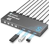 4K HDMI KVM スイッチ、4 台のコンピューター/4PC で 1 つのモニターを共有、フル USB 3.0 ポートを備えた 4 ポート モニター スイッチャー、4K@60Hz をサポート、PC スイッチ HDMI、プラグ アンド プレイ、EDID 付き