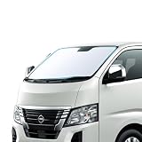 【LFOTPP】日産 キャラバン NV350 用 フロントガラス サンシェード E26系 年式：2012年～2022年 車種専用設計 日差しカット UVカット 遮光断熱 車 サンシェード フロント用 シェードカーテン 車中泊 日焼け防止 暑さ対策 Caravan NV350 アクセサリー 内装パーツ 遮光 シェード 折り畳み式 取付簡単 ハンドルカバー 収納袋付き e26