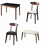 アイボリー1脚＋ダークグレー1脚 ベンチ_アイボリー 4点セット(テーブル+チェア2脚+ベンチ1脚) ブラック×ウォールナット W115 モダンデザイン ダイニング Worth ワース【ﾉｰﾌﾞﾗﾝﾄﾞ品】