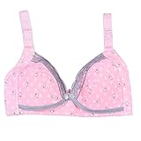 LUERME 授乳ブラジャー 妊婦ブラ 下着 前開き　ボタン付き ノンワイヤ 授乳便利　産前産後 綿 (40, ピンククマ)