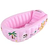 エルフ ベビー(Fairy Baby)ふかふかベビーバス ビニール 折り畳み プール(98*65*28、ピンク、動物柄)