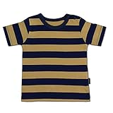 Anna Nicola(アンナニコラ) 太ボーダー半袖Tシャツ 日本製　ネイビー×ベージュ 90cm