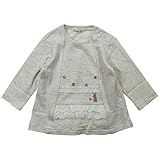 《H29年春物》(日本製) Pample Mousse(パンプルムース) メランスター接結動物と果物の刺繍付オーバーブラウス 90cm /IV NO.DP-71217