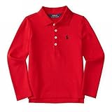 Polo Ralph Lauren(ポロラルフローレン) ポニー ガールズ ポロシャツ 半袖（白色・赤色） (2T（2歳）, 赤) [並行輸入品]