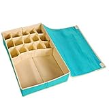 LEAP ホーム ２段セット仕切り 15仕切り 収納ボックス 不織布 下着収納ボックス 折りたたみ 靴下整理ケース 可愛い (ブルー)