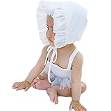 【Ani Mam Kids】ベビー水着 帽子付き 2点セット フリルが かわいい ♡ 女の子 用 スイムウェア (90cm, ホワイト)