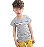 FEVON　Tシャツ　子供　男の子　半袖　夏　トップス　カットソー　キッズ　ボーイズ　コットン　ボーダー　ドット柄　可愛い　カジュアル　ソフト　快適　かっこいい　シンプル　通園　通学　110-160c