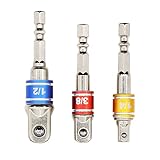 ソケットアダプターセット 3本組 Maxun ドリルアダプター 差込角 6.35(1/4)・9.53(3/8)・12.7(1/2) mm インパクトドライバー/電動ドリルソケット用
