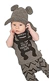 (ウイ カプア) u'i Kapua クマ モンスター プリント 半袖 Tシャツ ＆ パンツ 上下 セット アップ 子供 ベビー 服 男の子 ( 90 , グレー )