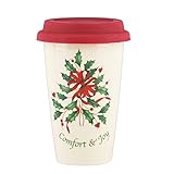 High Quality Holiday Comfort & Joy Double Wall Ceramic Thermal Travel Mug, 12 oz.