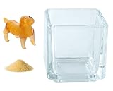 花市場直送便 ミニチュアガラス ゴールデンレトリバー & カラーサンド クリーム & 植え込み用グラス ニューブロックS