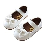 RoRykon ベビー 靴 フォーマル シューズ 可愛い 女の子 ファーストシューズ リボン 柔らかい マジックテープ ピンク 白　結婚式 入園　出産祝い (内寸14.5cm, ホワイト)