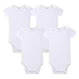 (マザーネスト) ベビー服 新生児 半袖 ロンパース 女の子 男の子純白 綿100% カバーオール出産祝い 赤ちゃん 肌着 ボディスーツ baby clothes 4点セット (3-6m)