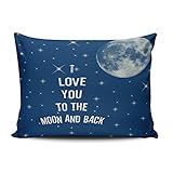 salleingカスタムファッションホーム装飾枕カバーブルーI Love You To The Moon And Back正方形枕カバークッションケース1つ両面印刷 12"x20" ブルー