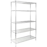 タンスのゲン スチールラック 【耐荷重400キロ】 5段 幅120 高さ180 奥行45 キャスター付き メタル 防サビ クロムメッキ ポール径25mm 5030000400