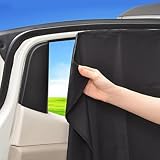 車用カーテン マグネットカーテン 車 4枚セット 車窓日よけ カーシェード UVカット 車内の目隠 車用サンシェード 遮光 断熱 日焼け防止 防紫外線 磁石貼付 着脱簡単 80x50cm (真っ黒, 4枚セット)