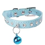 （デマ―クト）De.Markt　小犬/小猫用 首輪　ラインストーン　バックル　 可愛い　　ベーシックカラー 鈴付き　ベーシック首輪