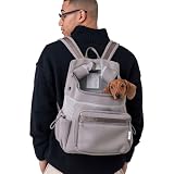 [citydog] ネオプレーンバックパックキャリー 【軽量/丸洗いOK/たっぷり収納/飛び出し防止/クッション底板】 犬用 （超小型犬/小型犬/中型犬）おしゃれ リュック 通気性 散歩 交通機関 お出かけ アウトドア (旅行 通院 避難) シティドッグ m-white