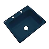Thermocastインバネス25 x 22インチキャストアクリルシングルボウルキッチンシンク、ネイビーブルー