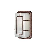Transglobe Lighting PL-41101 RT Outdoor Bulkhead Fixture with Frosted Polycarbonate Shade, Rust Fini