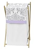 Sweet Jojo Designs Baby/Kids Clothes Laundry Hamper for Lavender Gray White Damask Print Elizabeth B