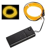 SODIAL(R) 黄色のフレキシブルなELワイヤーネオンライト2M　ダンスパーティー装飾＋コントローラー