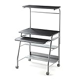 イーサプライ パソコンデスク コンパクト 幅75cm 省スペース キャスター付 ブラック EZ1-DESK017BKN