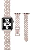 [AriRi] アップルウォッチ バンド レース柄 ラバー シリコン ベルト 38mm 40mm 41mm 42mm/10のみアップルウォッチ 10 9 se 8 7 5 4 (38mm/40mm/41mm, ピンク)