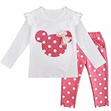 (フィーショー)FEESHOW セットアップ ２点セット 女の子レギンス ｔシャツ 水玉模様 ミッキーチャン 可愛い 子供コスチューム 衣装 ハロウィン クリスマス プレゼント 春秋物 ピンク 80（