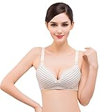 (ラボーグ) La vogue レディース 授乳ブラジャー マタニティ 2Wayオープン 婦人 妊婦用 インナー下着 ストライプ柄 グレー (90C)