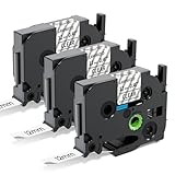 ASprinte 互換 ブラザーピータッチ テープ クリア 透明地黒文字 12mm TZe-131 TZe131 P Touch Pタッチ TZeテープ, 長さ8m, 3個