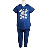 授乳服 マタニティ 半袖パーカー＆ハーフパンツ スウェット 上下セット ルームウェア ブルー-M2100 M