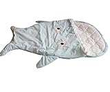 MRZD　ベビー　サメシュラフ　おくるみ　赤ちゃん　スリーパー　寝袋　保温　暖かい　防寒　四季用　柔らかい肌触り (ブル（サメ）)