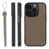 HANATORA for iPhone 14Pro ケース 本革 日本製 耐衝撃 スマホケース スマホ ストラップ 付き シュリンクカーフレザー ギフト マグネットなし グレージュ SPGJP-14Pro-Grege
