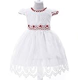 Honey baby 子供服 ベビードレス キッズ プリンセス ドレス 女児 フォーマルドレスセレモニードレス赤ちゃん お宮参り 結婚式 クリスマス パーティー 出産祝い (60cm, レッド)