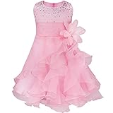 （イーエフイー）EFE　こどもドレス　女の子　女児ドレス　ふわふわチュチュスカート　ビーズの上着　ガールズ　キッズ　ワンピース　子供服　リボン飾り　ノースリーブ　結婚式　発表会　パーティー　フォーマル