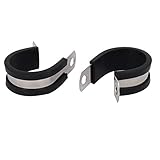 uxcell EPDMラバーライニングPクリップ ゴム 304ステンレス鋼 シルバートーン ブラック 26mm直径 2個入り