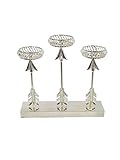 Benzara Aestheticメタル矢印3ライト燭台、シルバーScones