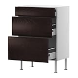 IKEA(イケア) FAKTUM ネクスス ブラウンブラック 60x37 cm 49839016 ベースキャビネット 引き出し3段付、ネクスス ブラウンブラック