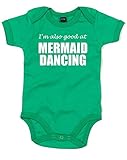 (マーメイド　ダンスも得意です。) I'm Also Good At Mermaid Dancing, プリント　ベビースーツ - グリーン/白 12-18 ヶ月