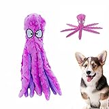 犬のおもちゃ ぬいぐるみ 音が鳴る タコ 可愛い 犬用 噛むおもちゃ ペットおもちゃ 運動不足 ストレス解消 (パープル)