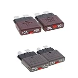 GRALARA 4個入り　28V　自動車　トラック　ボート　ミニブレードヒューズ　手動　回路ブレーカ　全8サイズ - 7.5A + 10A