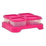 green sprouts Fresh Baby Food 4 Piece Unbreakable Cubes, Pink, 2 Ounce by green sprouts