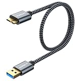SUNGUY USB3.0 ケーブル MicroB 0.5M タイプAオス - マイクロタイプBオス USBケーブル 外付けHDD/SSD ハードドライブ/HDカメラなど対応 マイクロB変換ケーブル 高速データ転送 50cm グレー