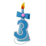 Lovoski 帽子　誕生日　パーティーコーンハット　全２色３種類 - 数字3, ブルー