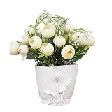 インテリア　鉢花　フラワーアレンジメント　造花　雑貨　北欧　鉢付き　合成樹脂　フレンチローズ　薔薇　結婚式　リビングルーム　寝室　オフィス　玄関　店舗　プレゼント　ギフト　オシャレ　白　可愛い　ホワイ