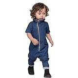 赤ちゃんのロンパース、anshinto Little Boys服ロンパース半袖ジッパーデニムジャンプスーツ服装 カラー: ブラック