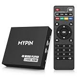4K@30hz TVメディアプレーヤー デュアルHDMI付き AV/VGA出力付き 4K HDMIスプリッタ機能 14TB HDD/512G USBドライブ256G SDカード対応デジタルMP4プレーヤー H.265 MP4 MP3 AVIなどのリモートコントロール MYPIN