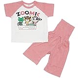 【綿100％】2016年 夏物 ZOOMIC ズーミック Ｔ型 半袖パジャマ 腹巻付き ７分丈パンツ ピンク◇80cm