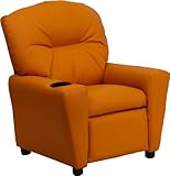 Offex OF-BT-7950-KID-ORANGE-GG Contemporary Vinyl Kids Recliner with Cup Holder, Orange [並行輸入品]